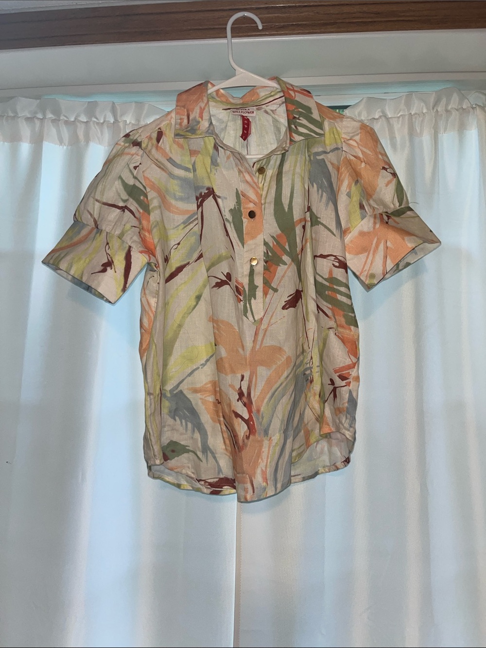 Never a Wallflower Tropical Short-Sleeve Blouse in Peach Multi - Lightweight Top